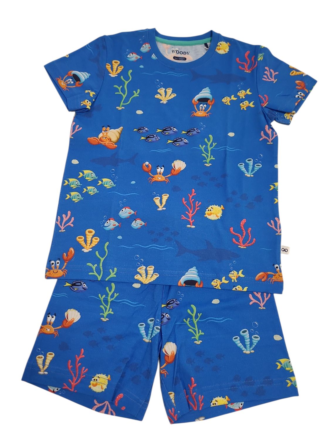 Jongens Pyjama K/M Short "Sealife" Woody Blauw