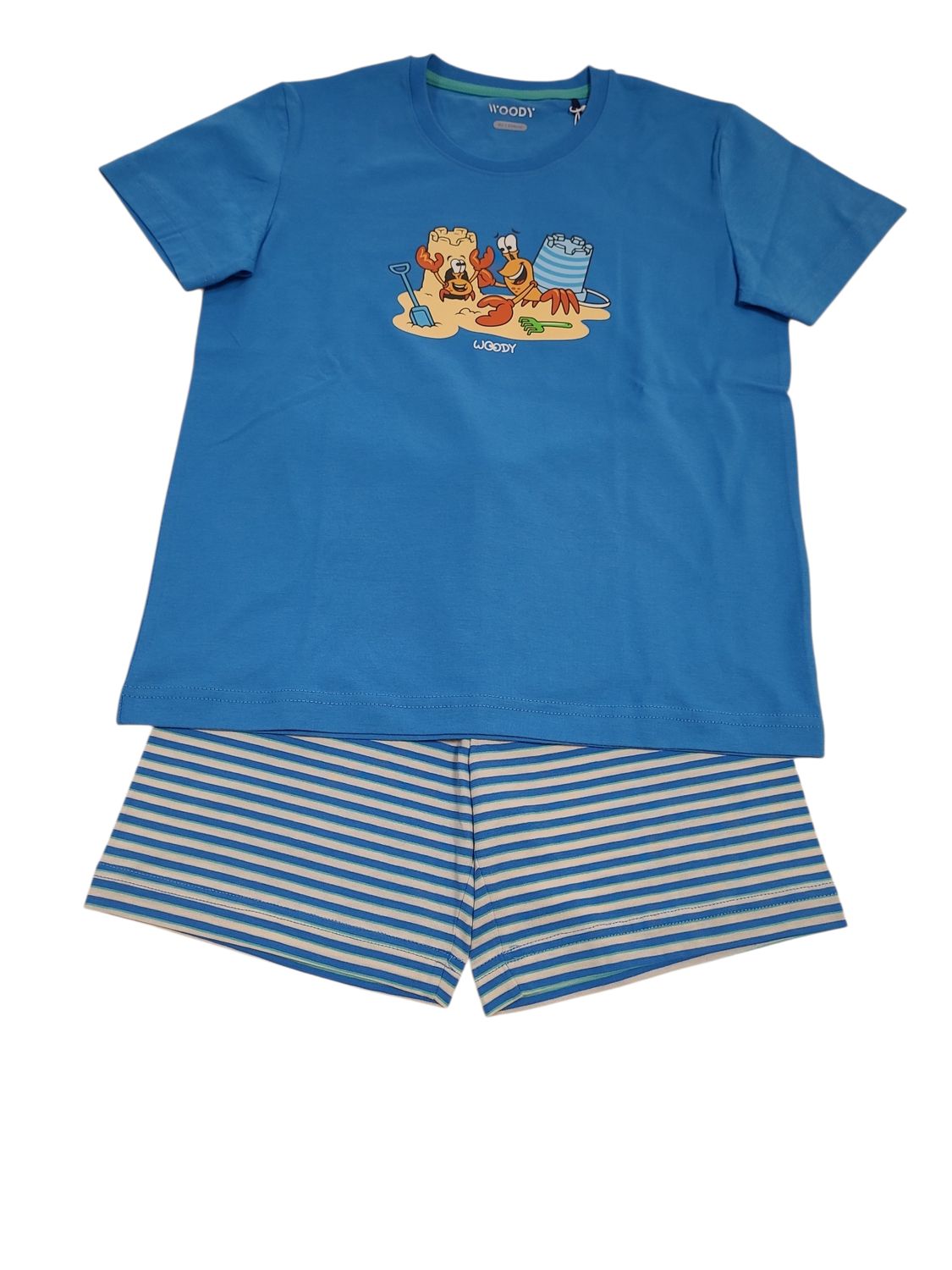 Jongens Pyjama K/M Short "Kreeft" Woody Blauw
