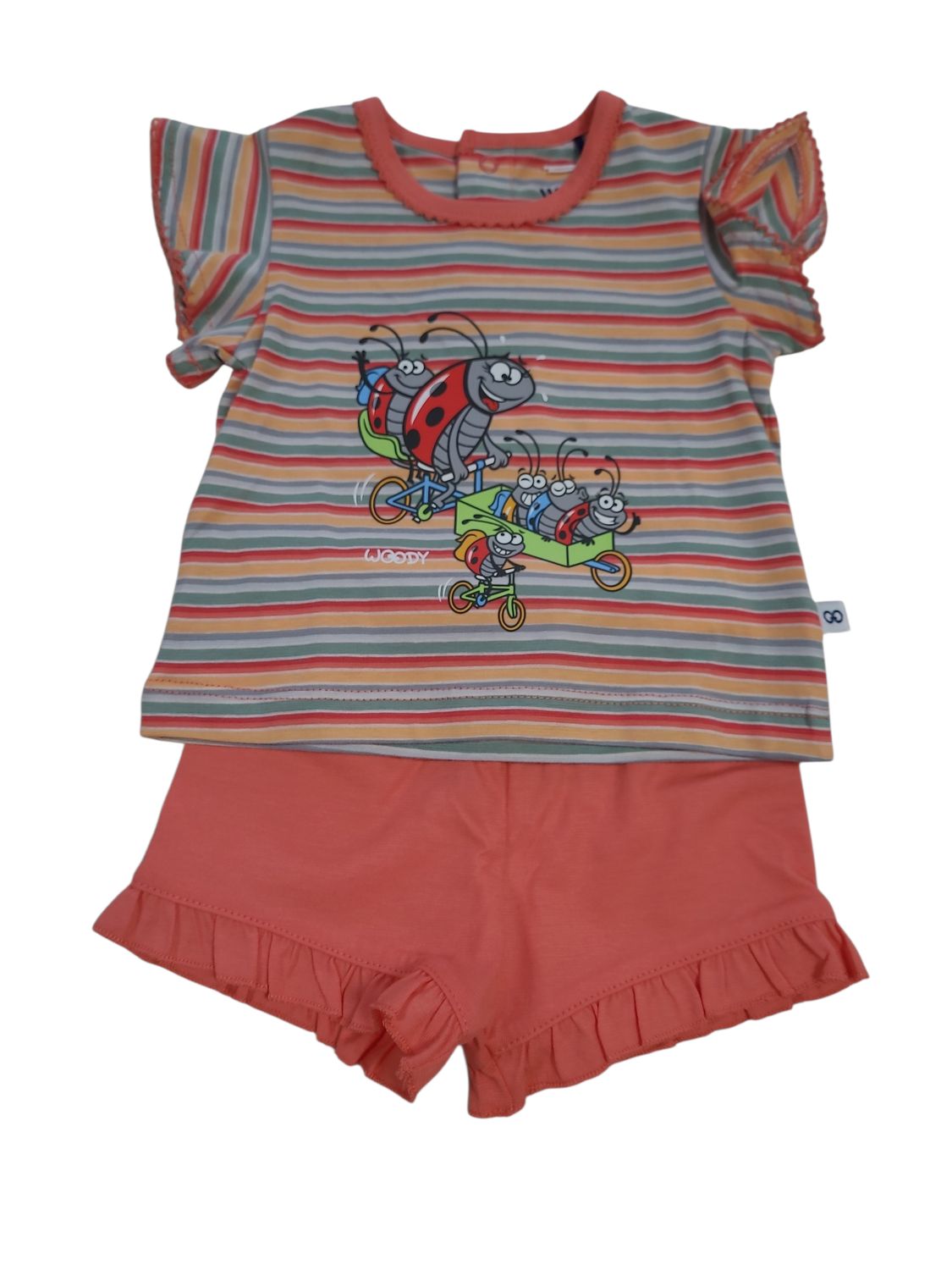 Baby Meisjes Pyjama "Lieveheersbeestjes" Woody Multi Gestreept