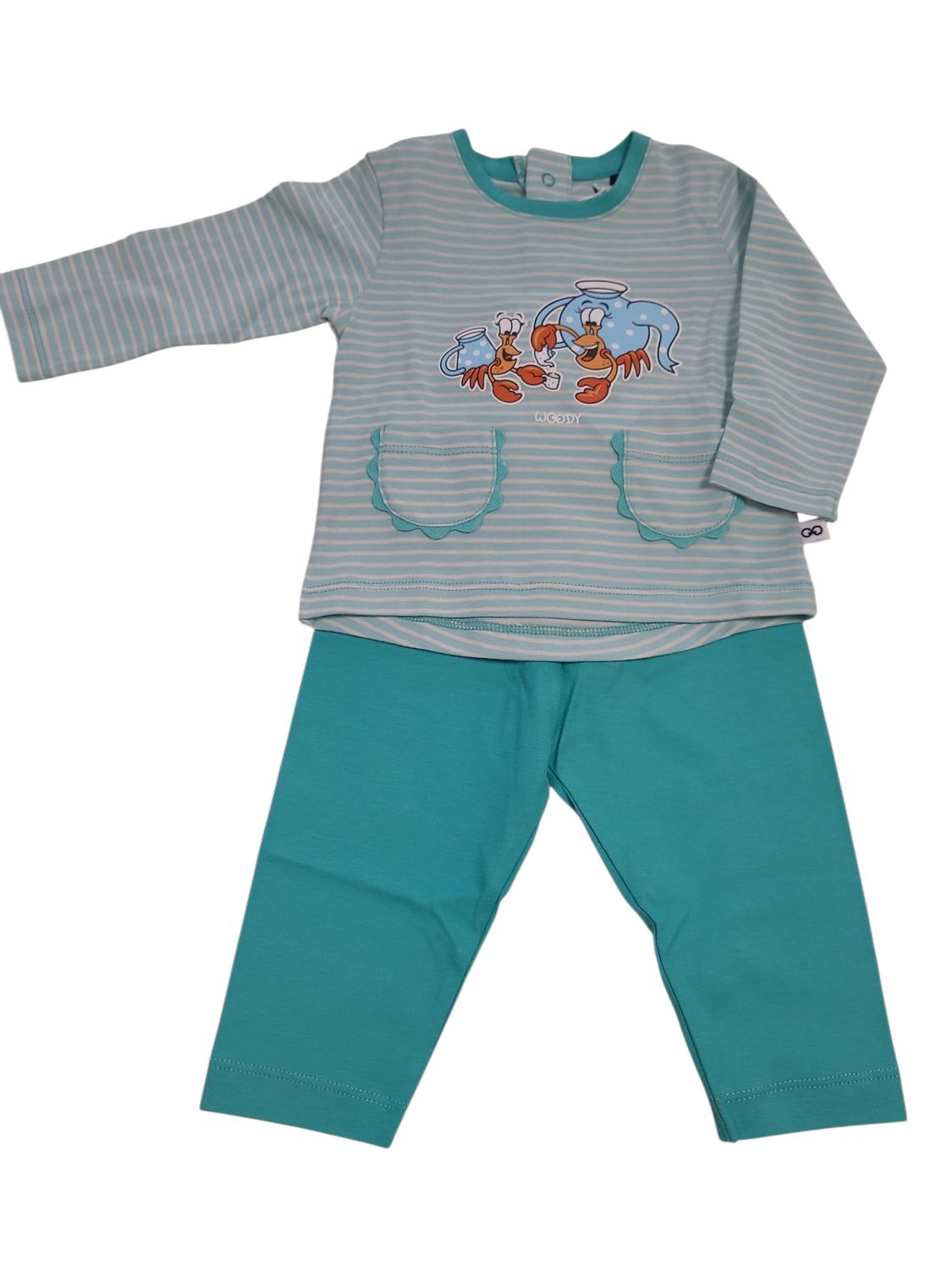 Meisjes Baby Pyjama L/M  "Kreeft" Turquoise