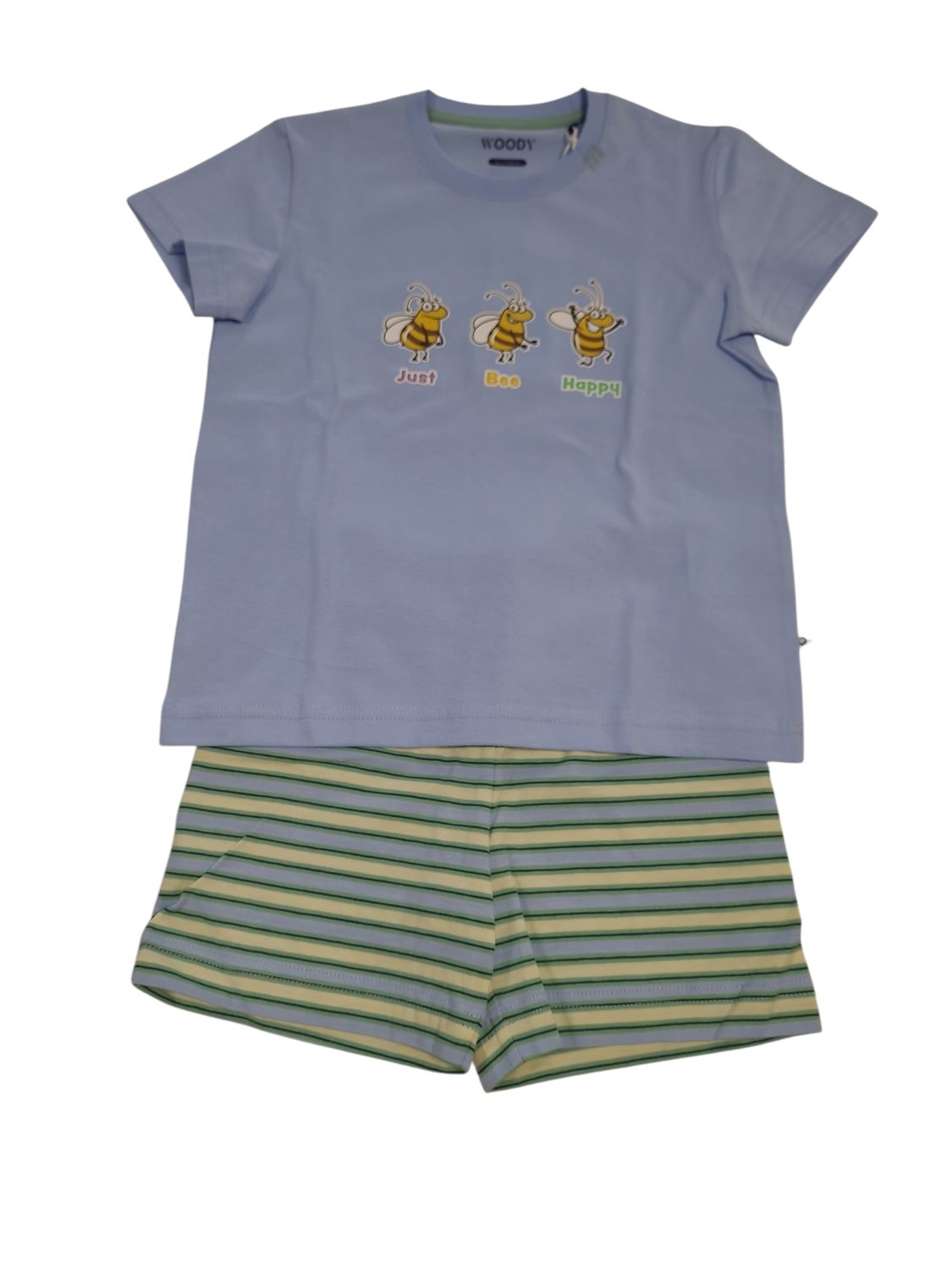 Jongens Pyjama K/M Short "Just Bee Happy" Woody Lichtblauw