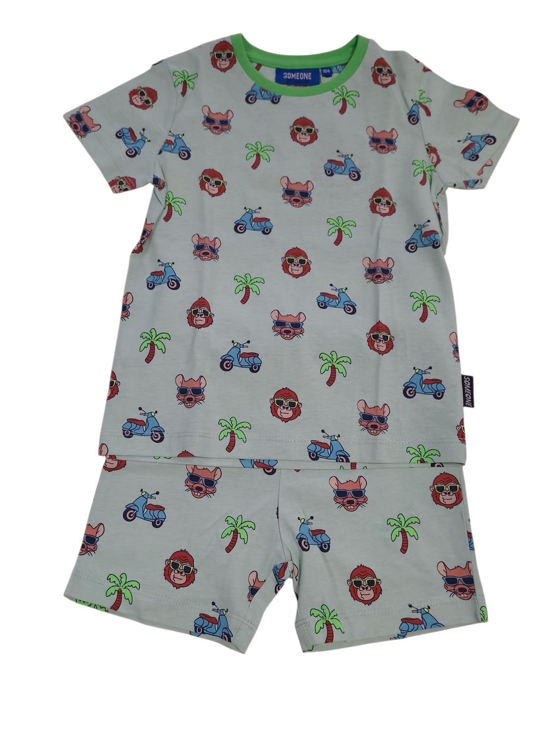 Jongens Pyjama K/M Short Someone Groen Bedrukt