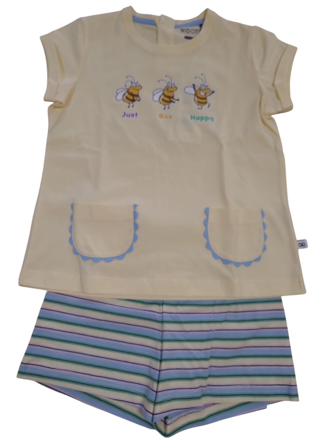 Meisjes Pyjama K/M Short "Just Bee Happy" Woody Lichtgeel