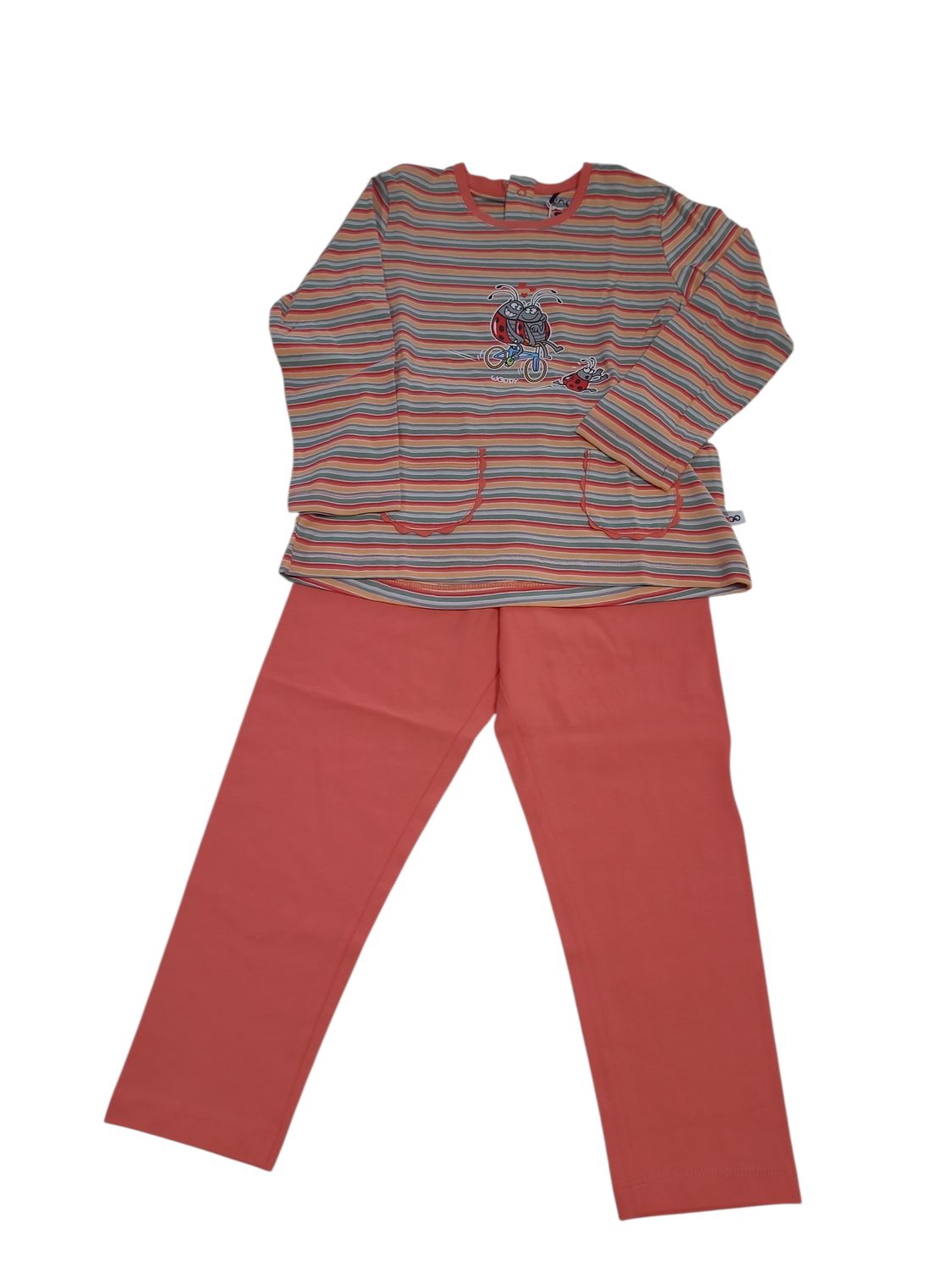 Meisjes Pyjama L/M "Lieveheersbeestjes" Woody Multi Gestreept