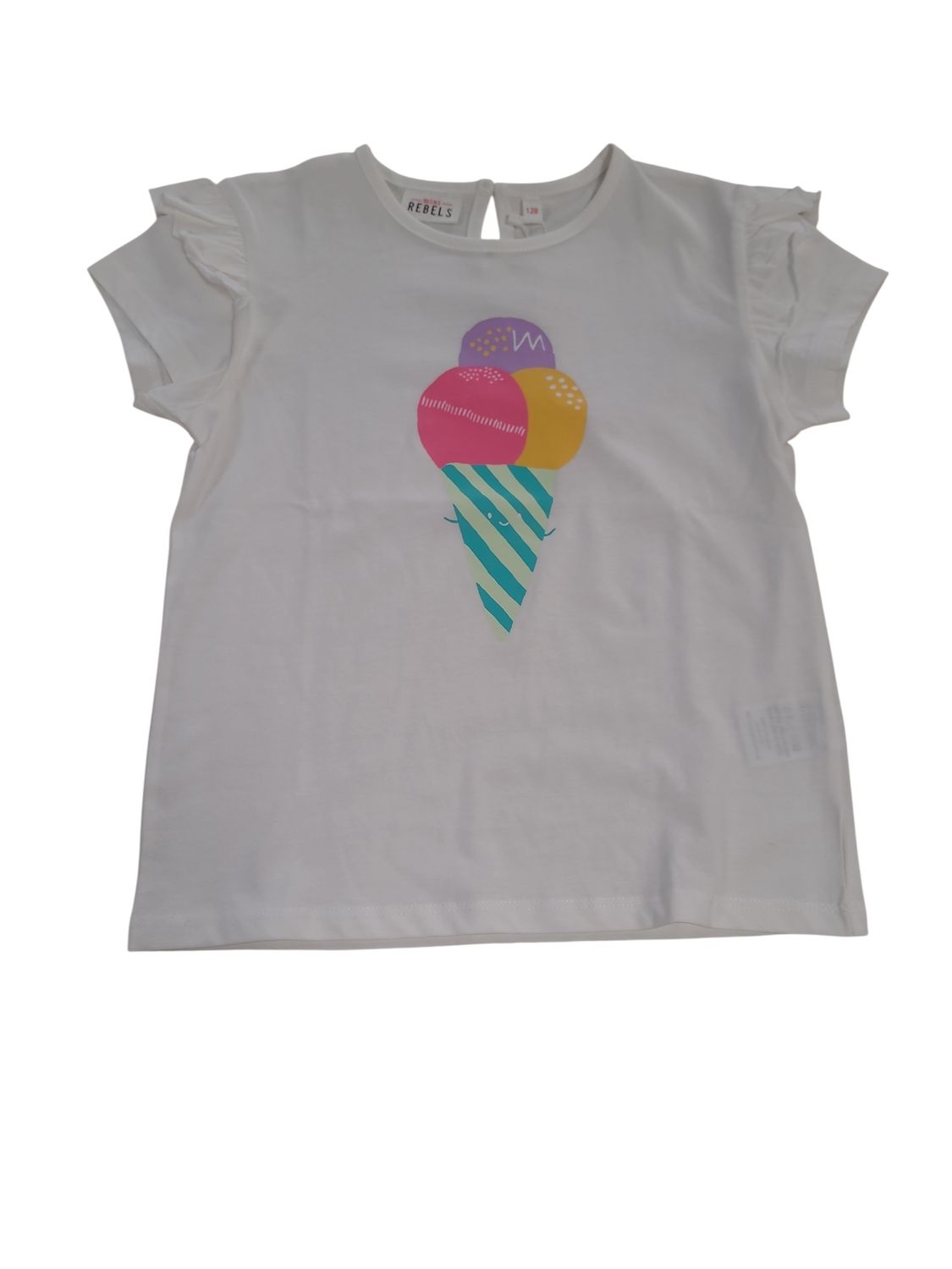 T-shirt K/M "Ijsje" Mini Rebels Ecru