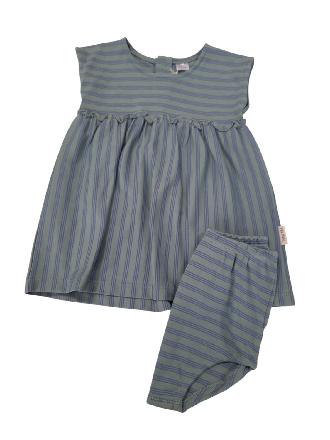 Kleed + Broekje Petit Oh! Groen/Blauw Gestreept