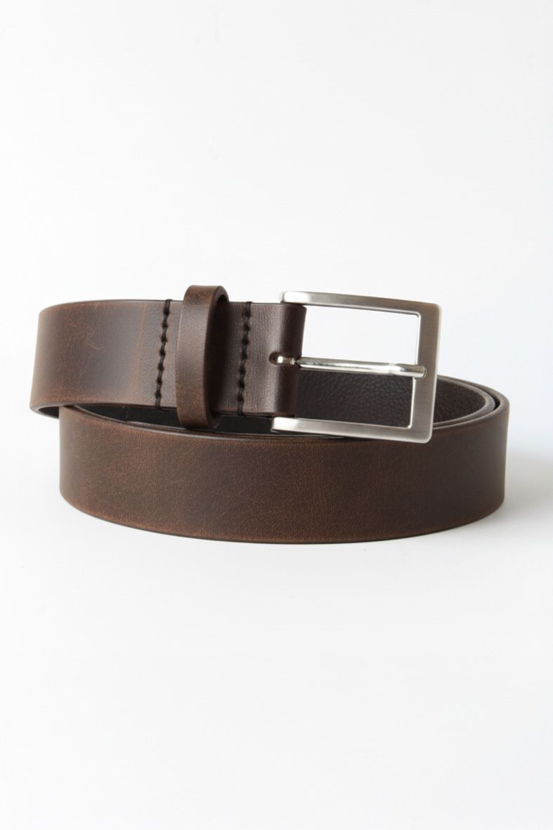 It&#39;s a man&#39;s belt herenriem - handgenaaid, Kleur riem: Donkerbruin