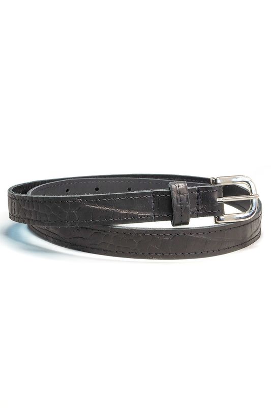Handgemaakte zwarte leren damesriem Sassy Stitch met stiknaad en ovale gesp, Atelier Loulou