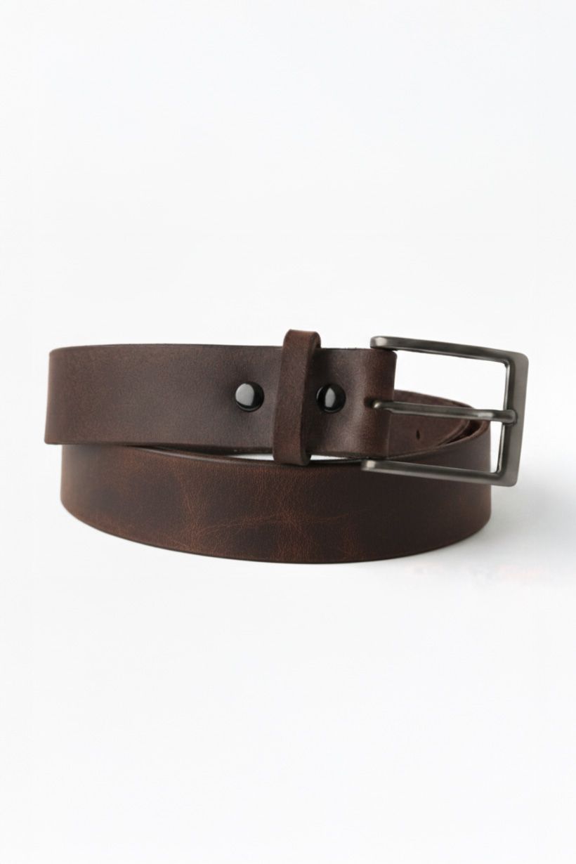 The Daily - herenriem met boekschroeven, Kleur riem: Donkerbruin