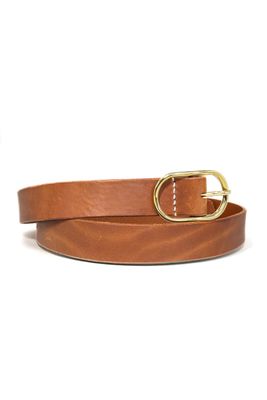 Handgemaakte cognac leren damesriem The Daily  met ovale gesp, gemaakt van Portugees tuigleer bij Atelier Loulou