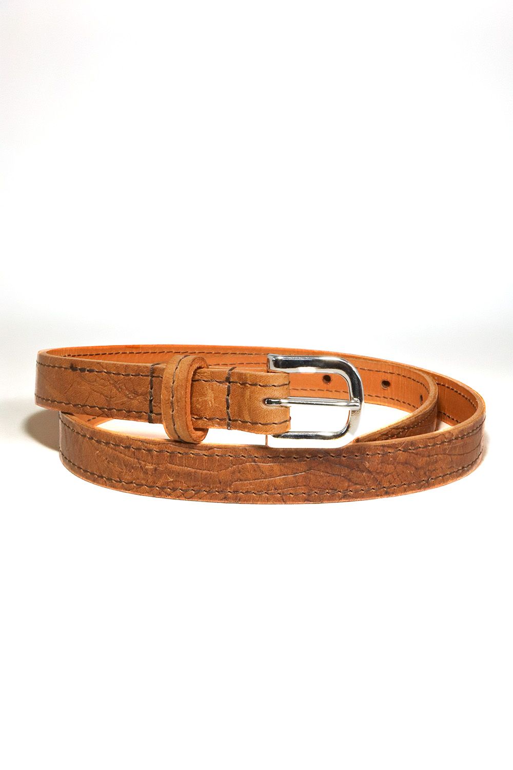 Sassy stitch vrouwenriem, Kleur riem: Cognac crocodile, Kleur gesp: Zilver
