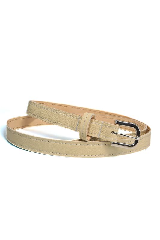 Handgemaakte crèmekleurige leren Sassy Stitch riem van Atelier Loulou