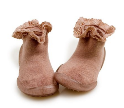 COLLÉGIEN - Pantoffels met kant Mademoiselle N°331 - Oud Rose