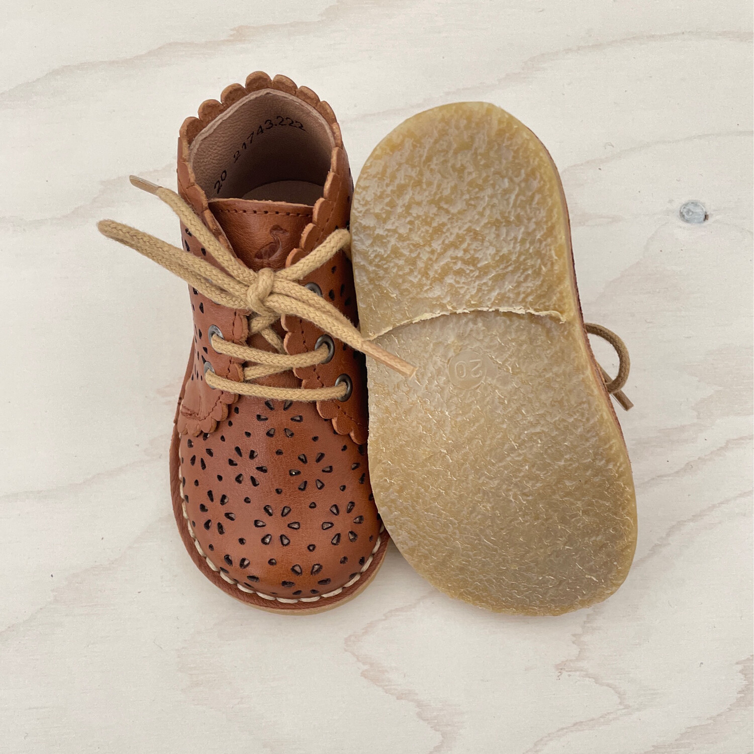 PETIT NORD - Eerste Stapschoen - Flower Cognac