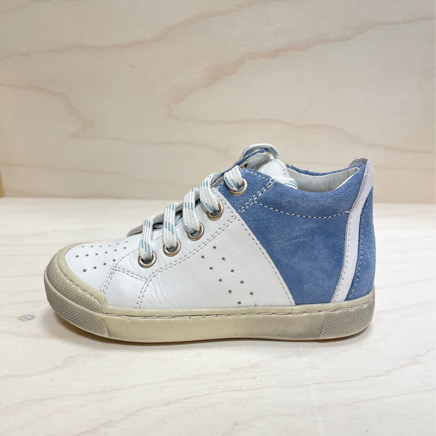 FALCOTTO – Sneaker Fabron – White Celeste bleu – Pippa kinderschoenen –  Webshop