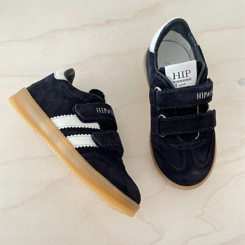 HIP - Sneaker Laag Velcro - Dk Blauw Daim