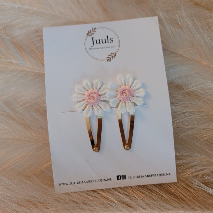 JUULS - Haarspeldjes Set 5 cm - Madelief Roze