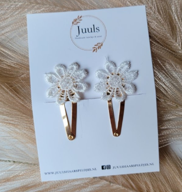 JUULS - Haarspeldjes Set 3 cm - Flower White