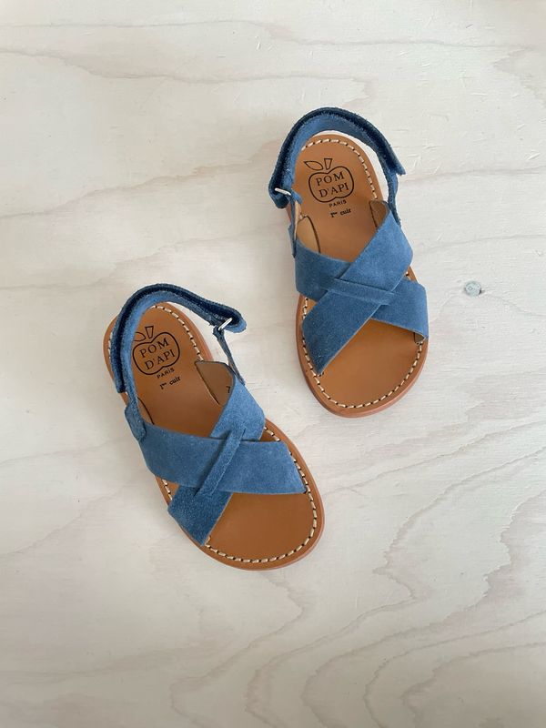 POM D&#39;API - Sandaal Plage Stitch Cross - Baltic Blue