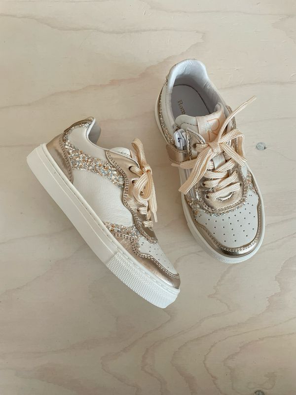 ROMAGNOLI - Lage Sneaker - Parelwit Glitter