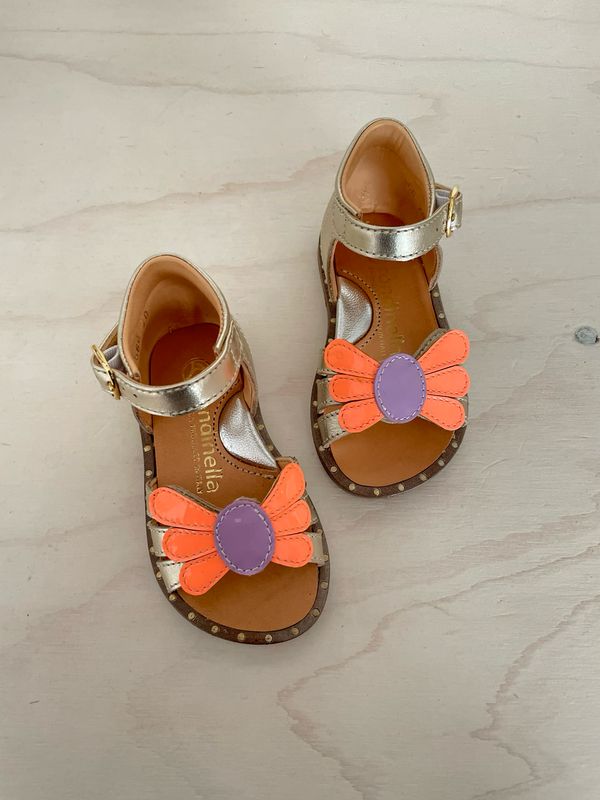 RONDINELLA - Sandaal Mini Big Flower - Plati Lila Fluo Salmon