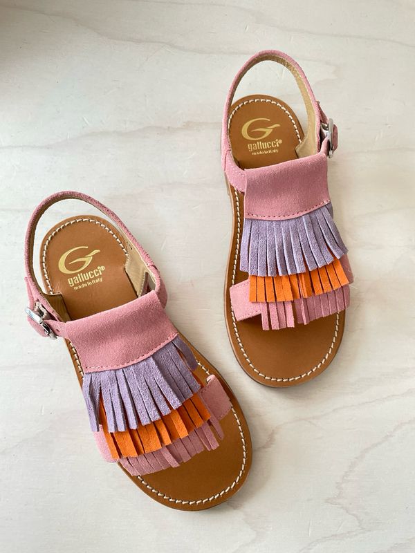 GALLUCCI - Sandaal met Frengel - Rosa Lavendel Orange