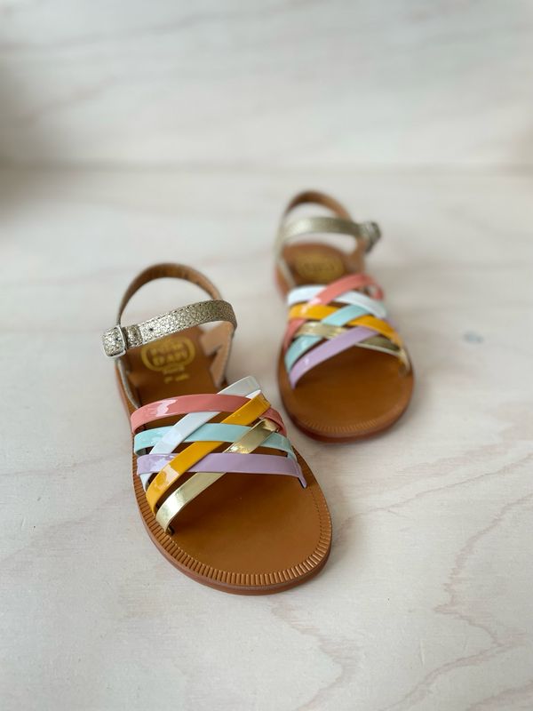 POM D&#39;API - Sandaal Plagette Lux - Platine Pastel