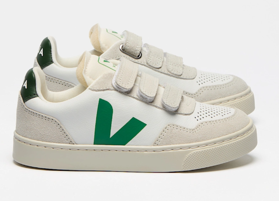 VEJA – Sneaker V-90 - Leder Wit Emerald Green