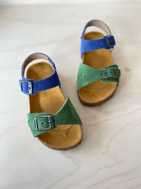 CONFETTI - Sandaal met gesp - Kobalt Blauw Grasgroen