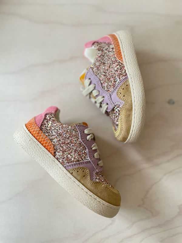 OCRA - Lage Sneaker - Peach Lila Glitter