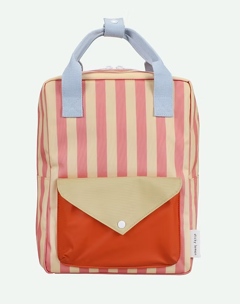STICKY LEMON - Backpack Medium - Envelope | stripes | coral pink + sandy yellow