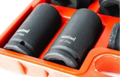 Doppenset krachtdoppen extra gehard 3/4"" 10 delig.