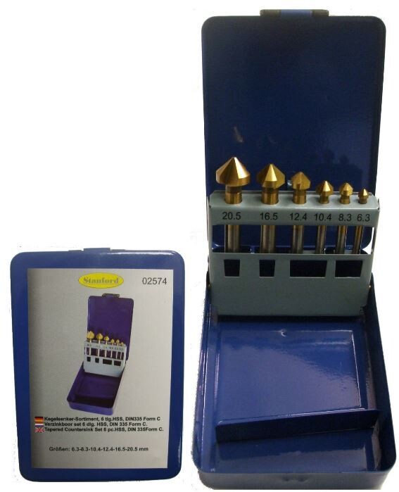 Verzinkboren set 6 dlg,HSS,DIN 335
