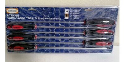 6-dlg. Extra lange Schroevendraaierset,TORX/T-Profil