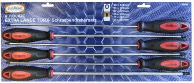 6-dlg. Extra lange Schroevendraaierset,TORX/T-Profil