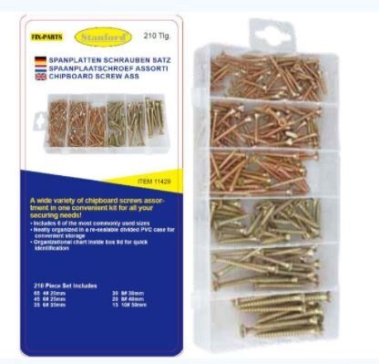 Spaanplaatschroef assortiment 210 dlg.