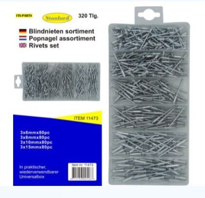 Klinknagelset 320-dlg.