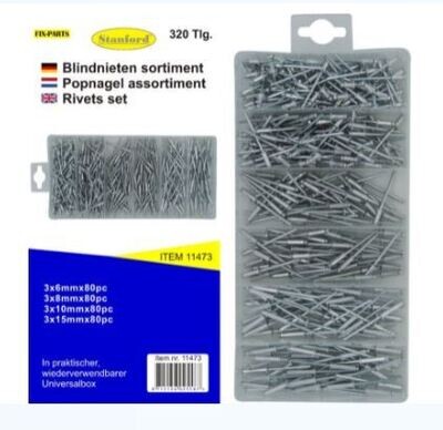 Klinknagelset 320-dlg.