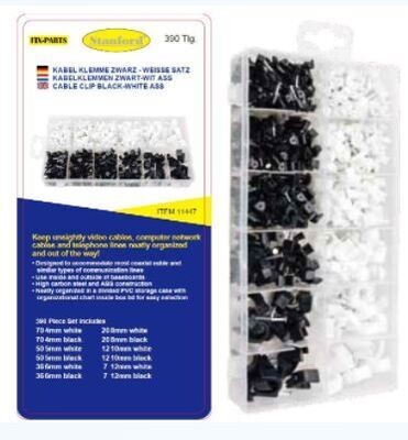 Kabelklemmen assortiment zwart en wit 390-dlg.