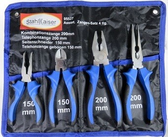 Tangen set 4 dlg van Stahlkaiser assortiment in Etui