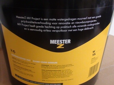 Meester Z muurverf tex 10 liter, wit en RAL 9010.
