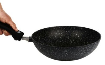 Rosenberg Wokpan Wok met Deksel Ø 28 cm anti aanbaklaag krasbestendig -afneembare grip