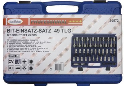 49-dlg. Bit doppenset, 1/2" inbus, torx, veeltand CRV + S2