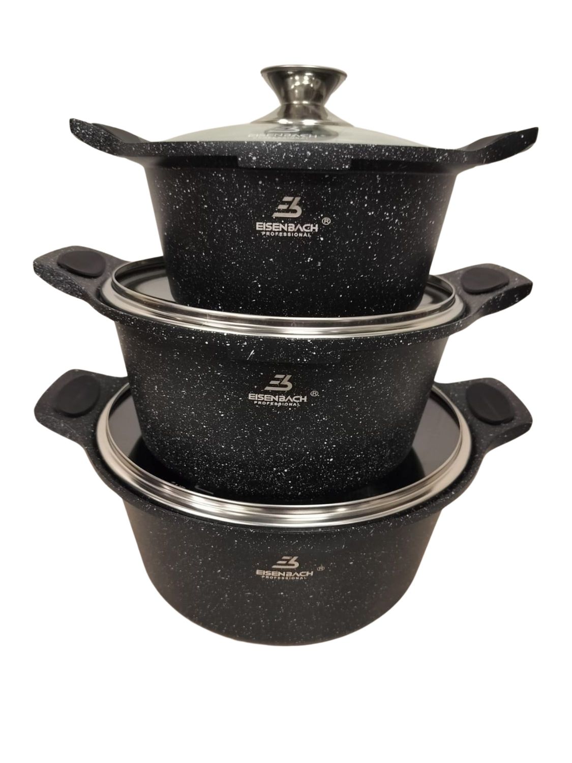 Eisenbach luxe pannenset 6 delig aluminium gesmeed 3 laags anti aanbaklaag