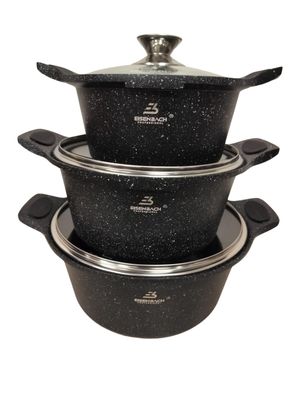 Eisenbach luxe pannenset 6 delig aluminium gesmeed 3 laags anti aanbaklaag