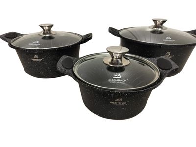 Eisenbach luxe pannenset 6 delig aluminium gesmeed 3 laags anti aanbaklaag