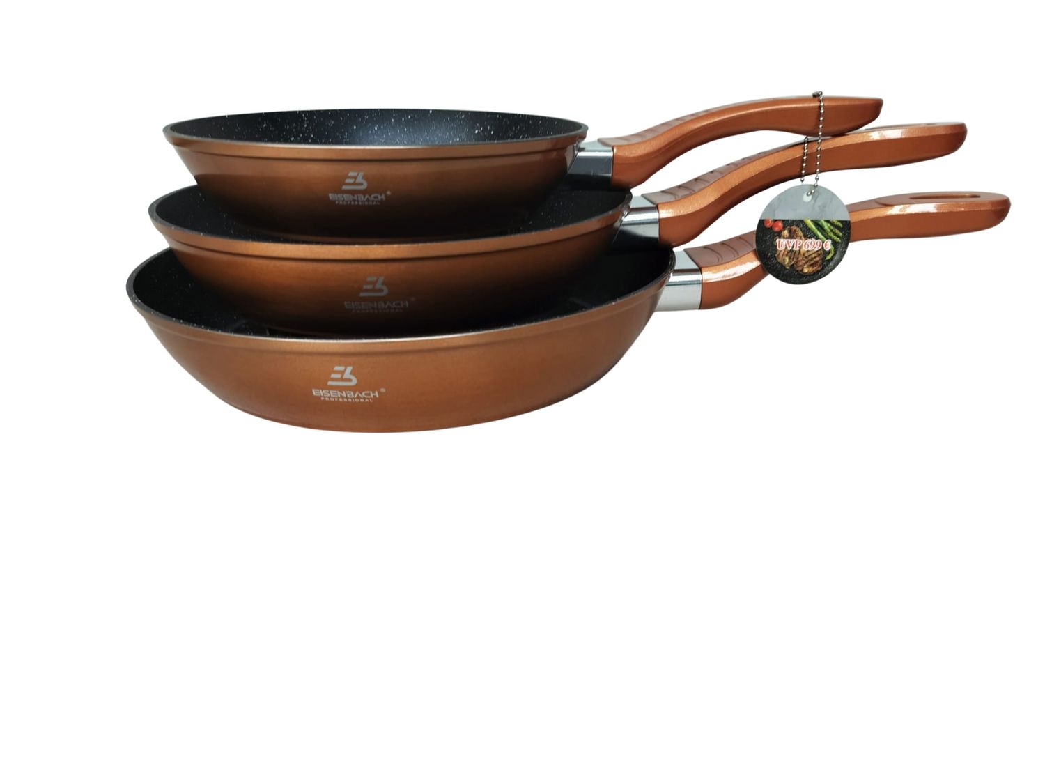Eisenbach braadpannen set 3 delig , koperkleur