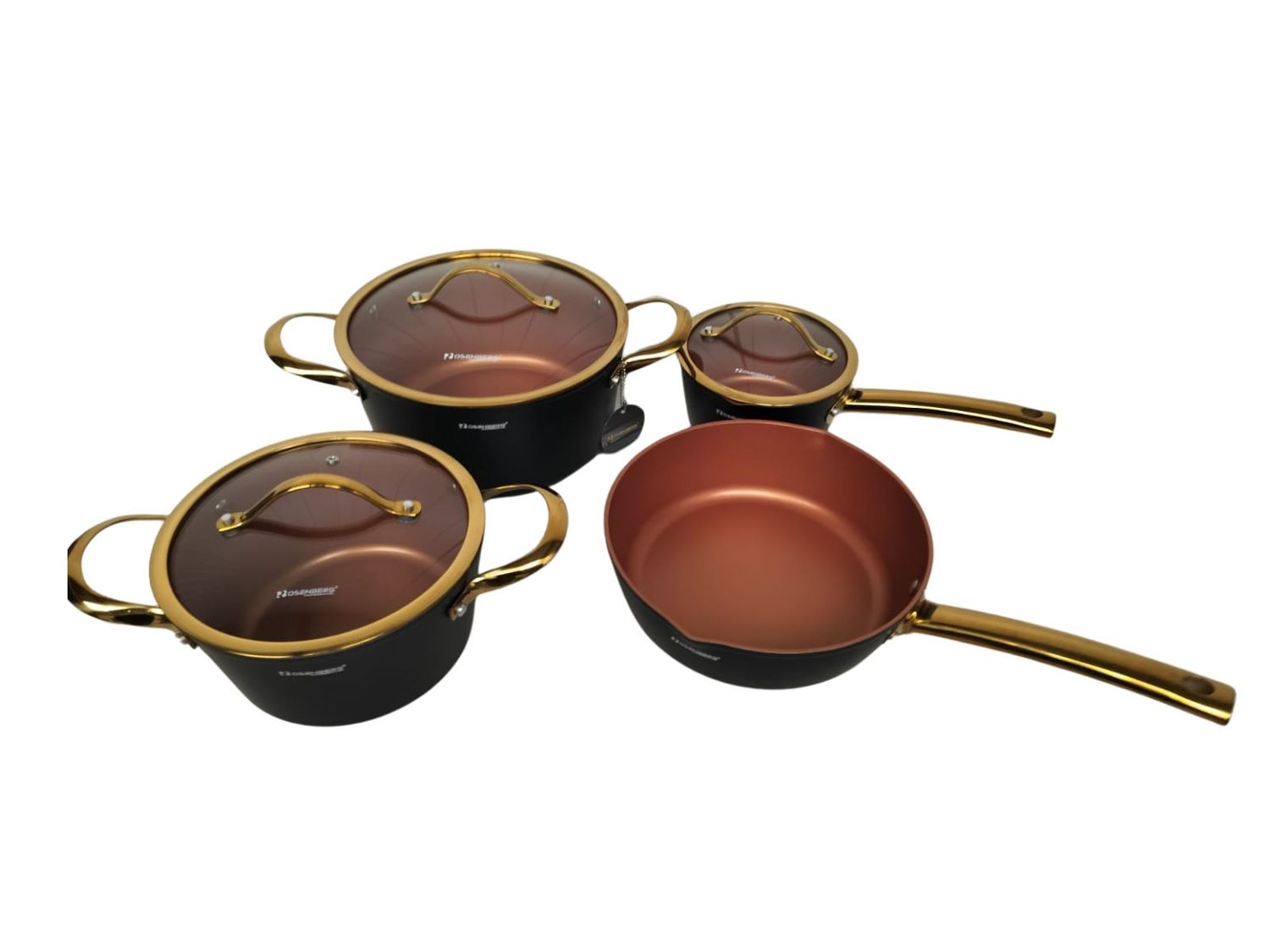 Rosenberg luxe pannenset 7 delige - zwart -inductie.