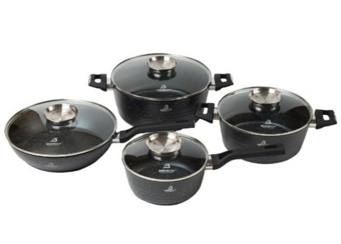 Eisenbach 8 delige pannenset marmercoating zwart. Nieuw!!