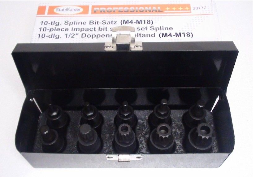 StahlKaiser veeltand spline kracht doppenset 1/2" 10 delig.